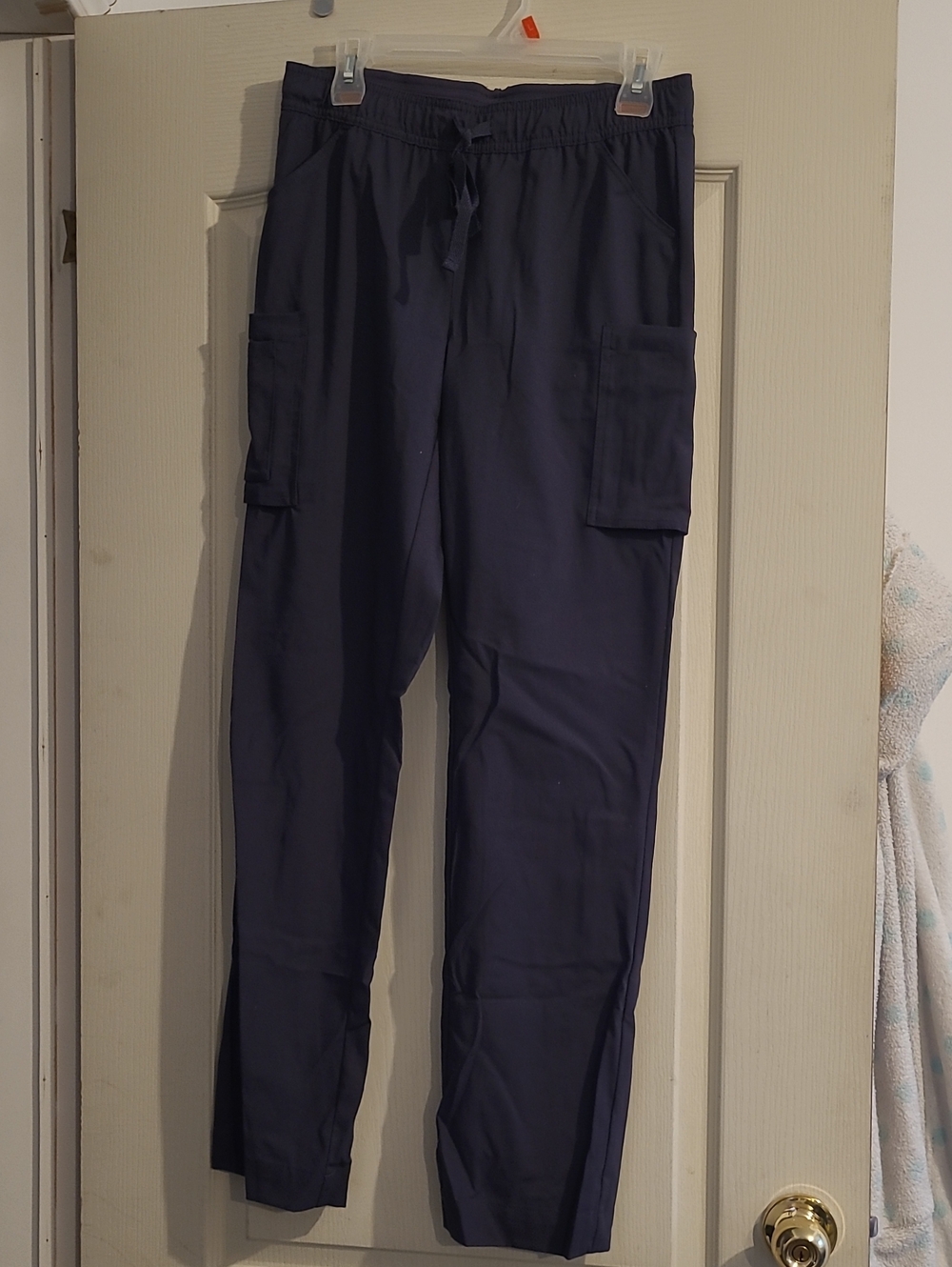 Women's Navy Cargo Jogger Scrub Pants with Drawstring Waist